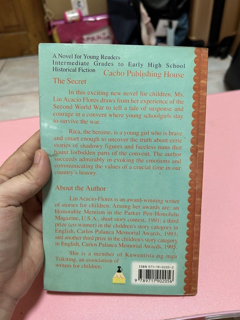 The Secret by Lin Acacio Flores (Category: Storybooks) located in Quezon City. Submitted by kris_11 (Listing ID 1456085716, Image 2). Description: - WWII suspense novel for young readers (intermediate to early high school)..