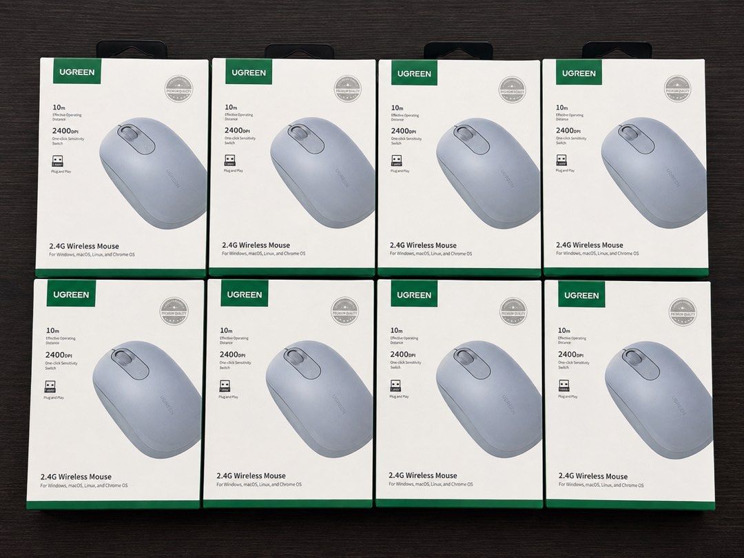 UGREEN 2.4G Wireless Mouse 2400 DPI 10m Range Plug and Play (Category: Mouse & Mousepads) located in Quezon City. Submitted by jmdguzman0330 (Listing ID 1456055260, Image 1). Description: - UGREEN 2.4G Wireless Mouse - Plug and Play (No drivers needed) - High Precision: 2400 DPI - Long Operating Range: Up to 10 meters - Wide Compatibility: Windows, macOS, Linux, Chrome OS - Condition: Brand New & Sealed - Stock: 8 units available.