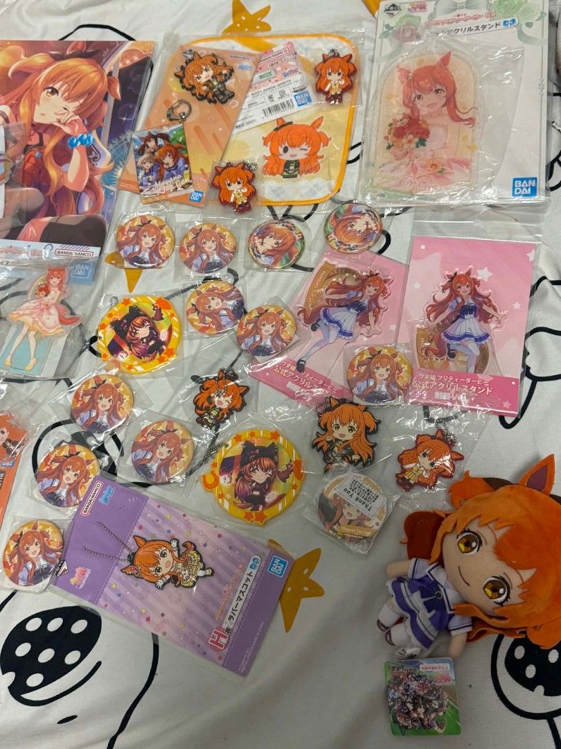 Uma musume mayano top gun merch (Category: Figurines & Statues) located in Manila. Submitted by chiyu00 (Listing ID 1456097705, Image 3). Description: uma musume mayano top gun merch set included figure loose but sealed all official plushies w tag all included sa picture acrylic standee sealed and keychains pm if interested.