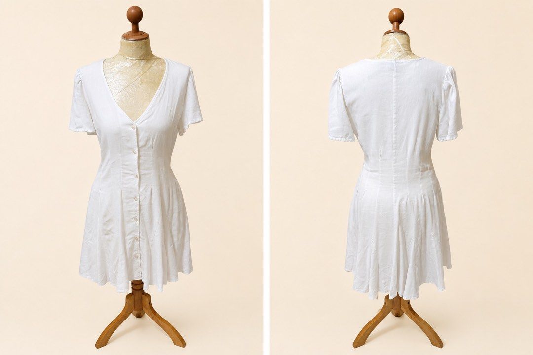Universal Thread White Linen Blend Button Front Dress Size S (Category: Dresses) located in Manila. Submitted by mycloset_saab (Listing ID 1456203668, Image 1). Description: Selling my preloved Universal Thread White Linen Blend Button Front Dress Size S - Rfs: decluttering - branded original Mannequin size Bust: 36 Waist: 28 Hips: 38 No to low ballers Like it? Please send an offer and I will send more photos upon request..