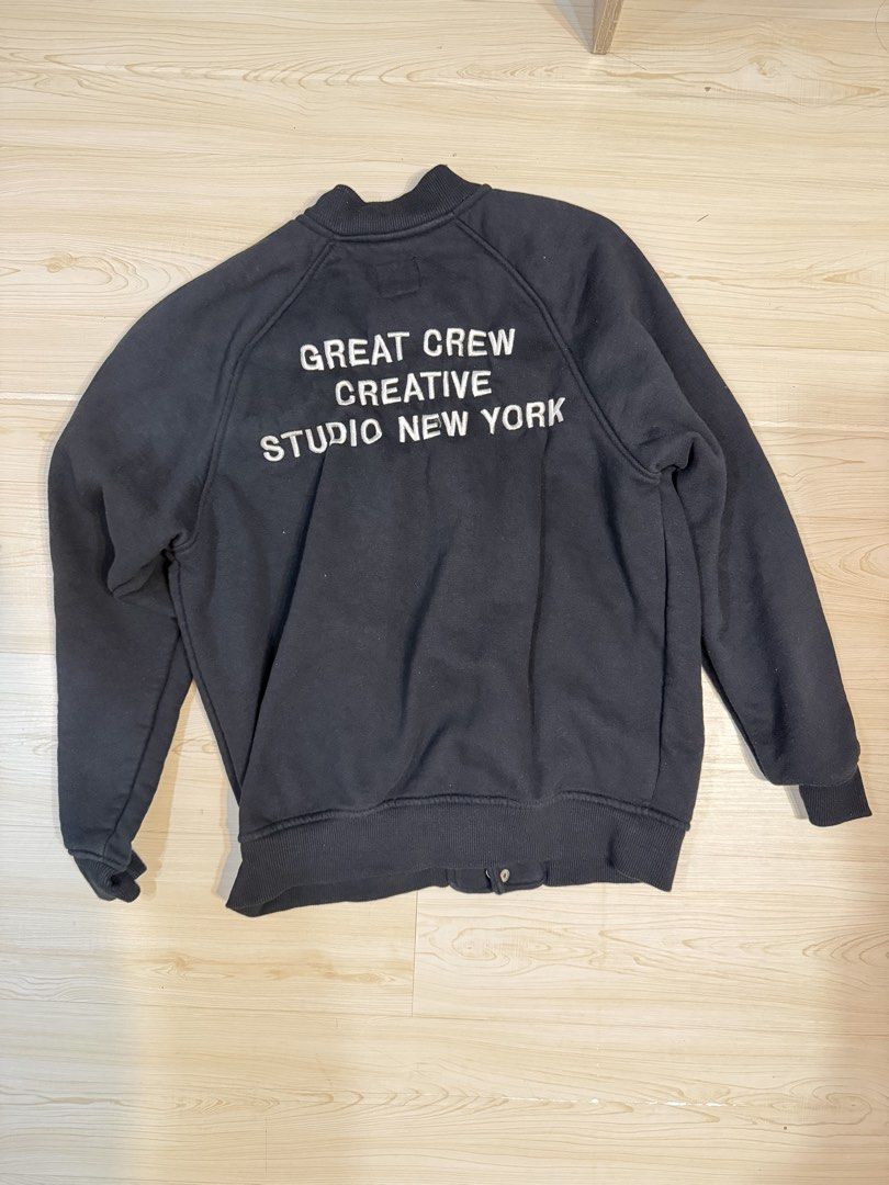 Zara Jacket Kids/Teen (Category: Coats, Jackets and Outerwear) located in Pasig City. Submitted by ruffajai24 (Listing ID 1456057085, Image 2). Description: - Zara Black Bomber Jacket - "Kanpai" graphic on front - "Great Crew Creative Studio New York" on back - Button-up front - Two side pockets - Ribbed collar, cuffs, and hem - Ideal for casual wear Size: 13-14 Kids/Teen Loc: Pasig Price: 400.