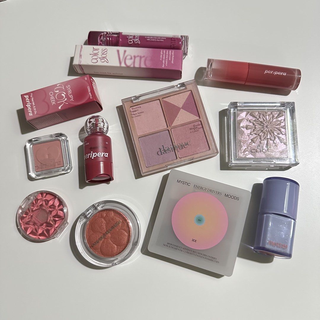 [10 items] peripera 3ce nuse nature republic canmake too cool for school makeup bundle (Category: Makeup) located in Mandaluyong City. Submitted by annyeong07_ (Listing ID 1456345355, Image 1). Description: all preloved (swatched) except too cool for school lip tint and peripera syrupy tok blush.