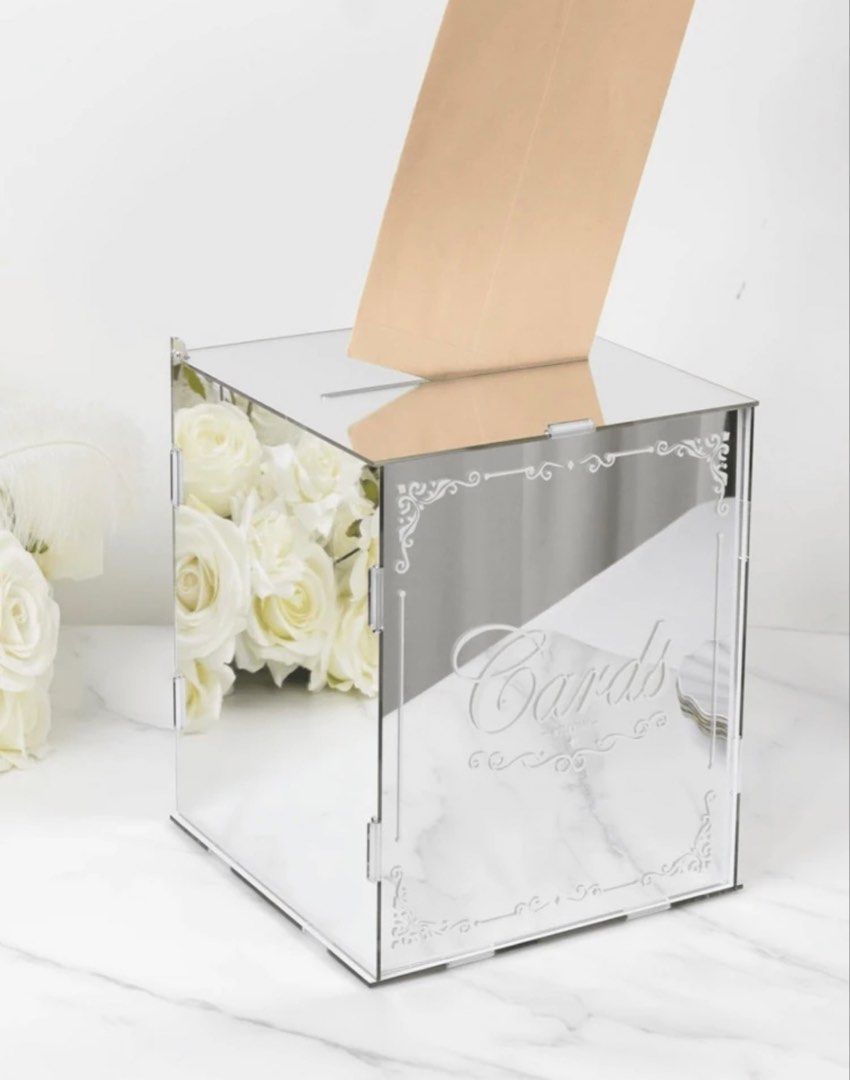 Wedding Acrylic Card Box (Category: Occasions & Party Supplies) located in Manila. Submitted by passionatelykate (Listing ID 1456382883, Image 1). Description: 1pc Acrylic Wedding Card Box Design - Ideal For Storing Wedding, Anniversary Cards, Best Gift, Wedding Decor, Home Decor, Room Decor, Party Favor.