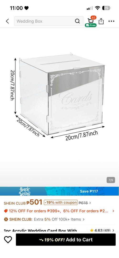 Wedding Acrylic Card Box (Category: Occasions & Party Supplies) located in Manila. Submitted by passionatelykate (Listing ID 1456382883, Image 2). Description: 1pc Acrylic Wedding Card Box Design - Ideal For Storing Wedding, Anniversary Cards, Best Gift, Wedding Decor, Home Decor, Room Decor, Party Favor.