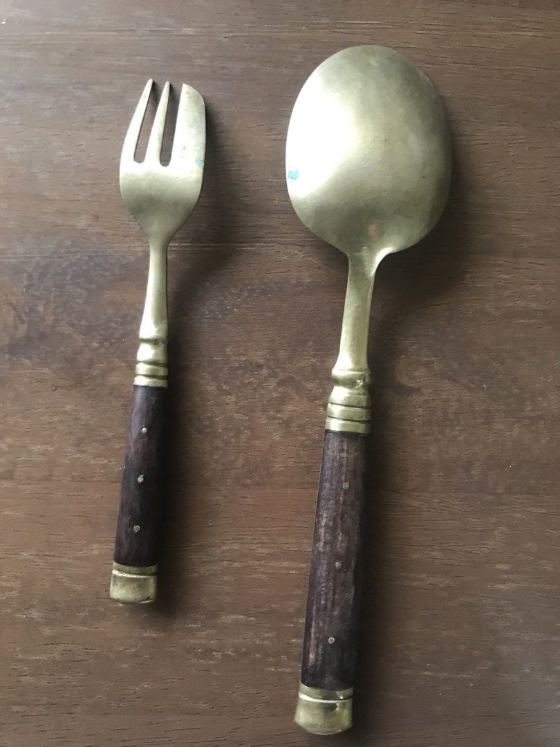 2 pcs Thai Brass Rosewood fork and spoon (Category: Dinnerware & Cutlery) located in Pasig City. Submitted by vintagely (Listing ID 1455416783, Image 2). Description: Take two pcs Fork 14cm Spoon 20”.