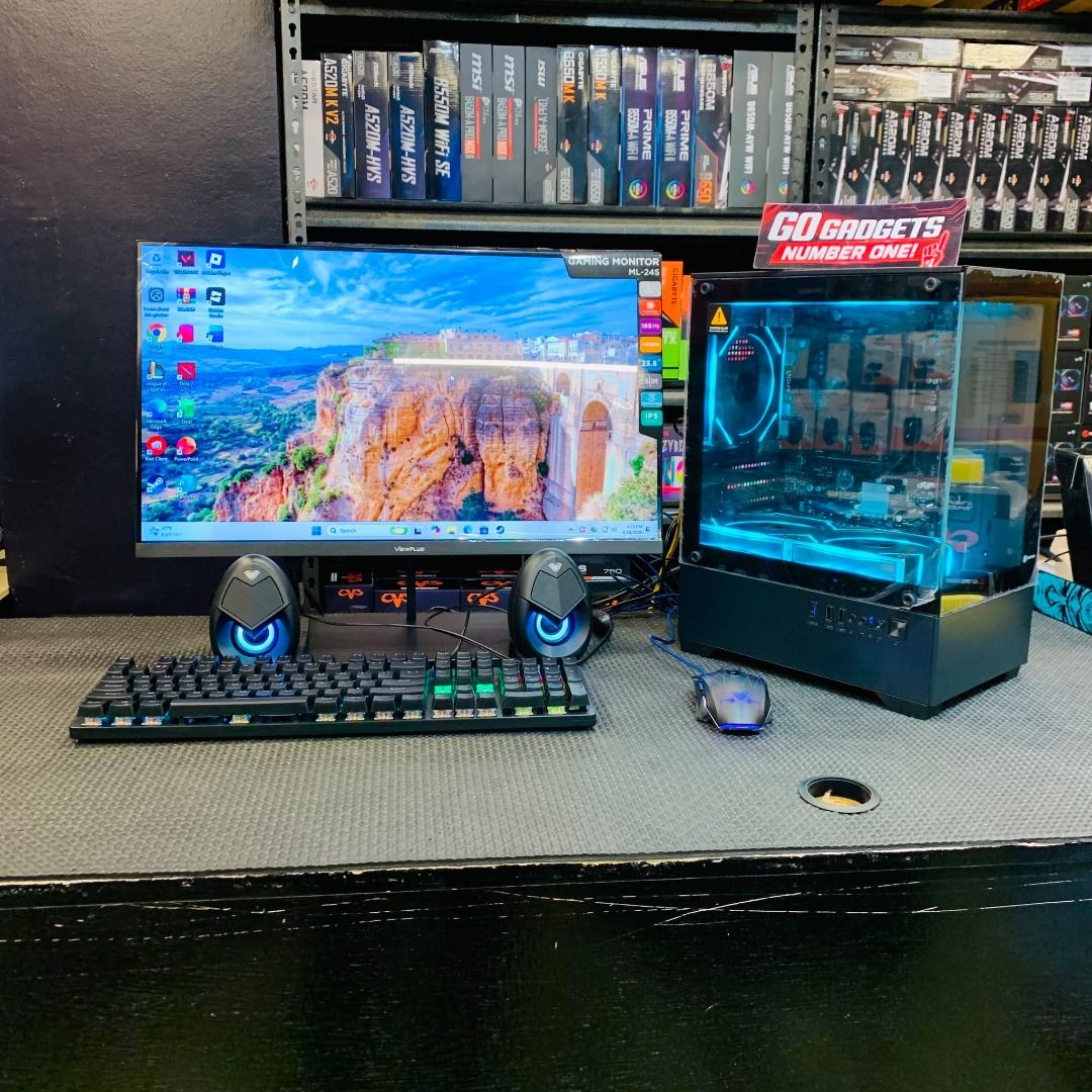 🔥 COMPLETE COMPUTER SET — READY TO USE! 🔥 (Category: Desktops) located in Caloocan City. Submitted by brightfalcon.8419cc (Listing ID 1456309508, Image 2). Description: - Custom-built gaming PC - Sleek tempered glass case to showcase components - Vibrant RGB lighting for a cool aesthetic - Includes gaming mouse and keyboard - Ready for all your favorite games!.