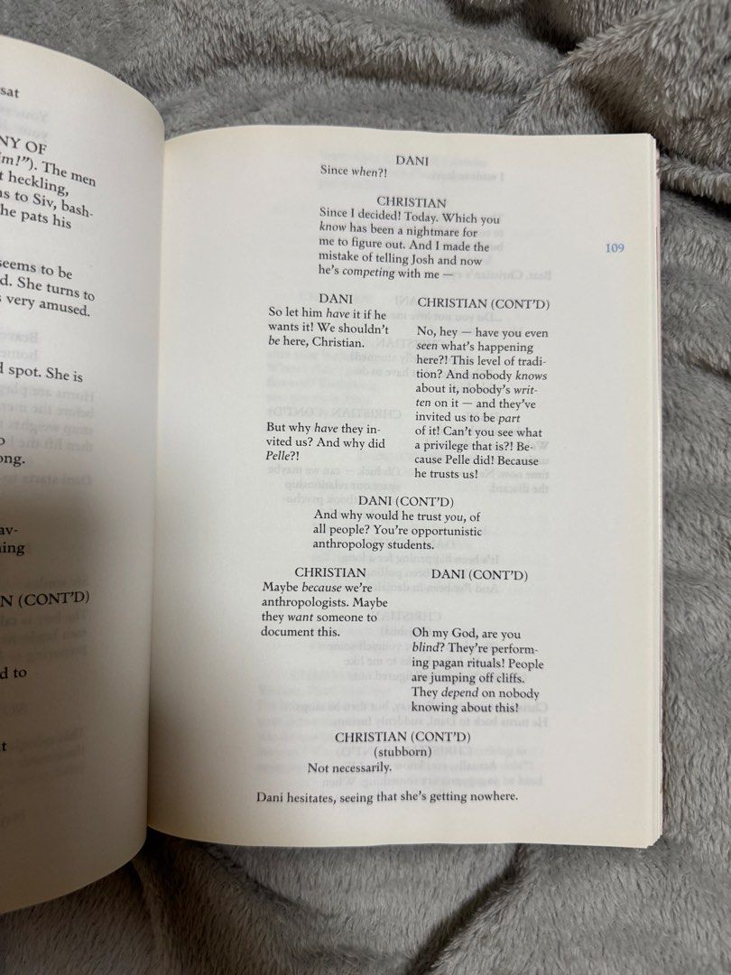 A24 Midsommar Official Screenplay Book (Category: Storybooks) located in Manila. Submitted by quintessesommerset (Listing ID 1438349329, Image 3). Description: - Midsommar Movie Script Book - Written and directed by Ari Aster - Includes scenes from the film - Features the flower-covered woman and burning structure scenes - Contains script excerpts - Softcover.