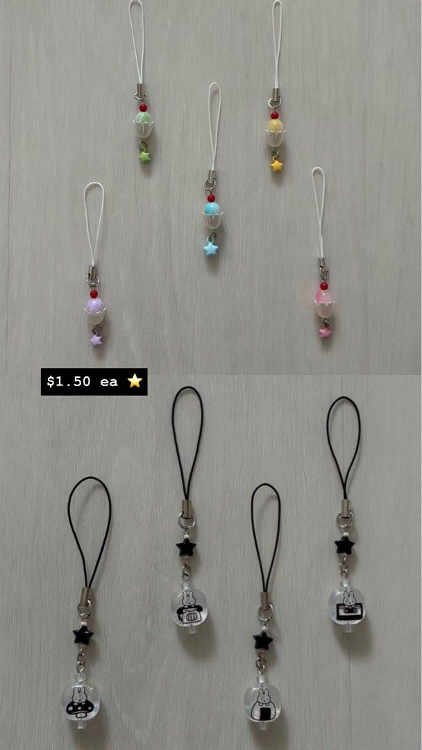 assorted keychains (Category: Handmade Craft) located in Singapore. Submitted by marshmaloww_ (Listing ID 1456344854, Image 2). Description: tags: teachers day gift present budget friendly floral bouquet custom customization jc cute food snacks mofusand miffy.