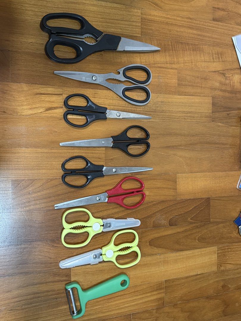 Assorted stuff (Category: Home Improvement Tools & Accessories) located in Singapore. Submitted by kandysh (Listing ID 1456357380, Image 3). Description: 2 pack birthday candles, foldable pen holder, 3pcs A5 folders, 6 packs Ang baos, foldable laundry basket, 2 monitor shelf, 4 key chains, pop mart figurine, toy, swim cap, 2 double layer shelf, storage basket, 8 scissors (big and small), 1 peeler, velvet pouch, coaster, 1 pack of hooks, 2 A5 size