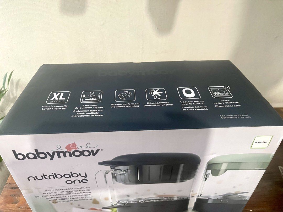Babymoov Nutribaby One Multi-Function Food Prep Machine (Category: Weaning & Toddler Feeding) located in Las Pinas. Submitted by ellen16_ (Listing ID 1456298764, Image 3). Description: The Nutribaby One is a user-friendly multi-purpose food processor! This baby food processor features 4 essential functions: it steam cooks, blends, defrosts and reheats baby food jars. It is really easy to use every day. Pour in the correct quantity of water (100/2