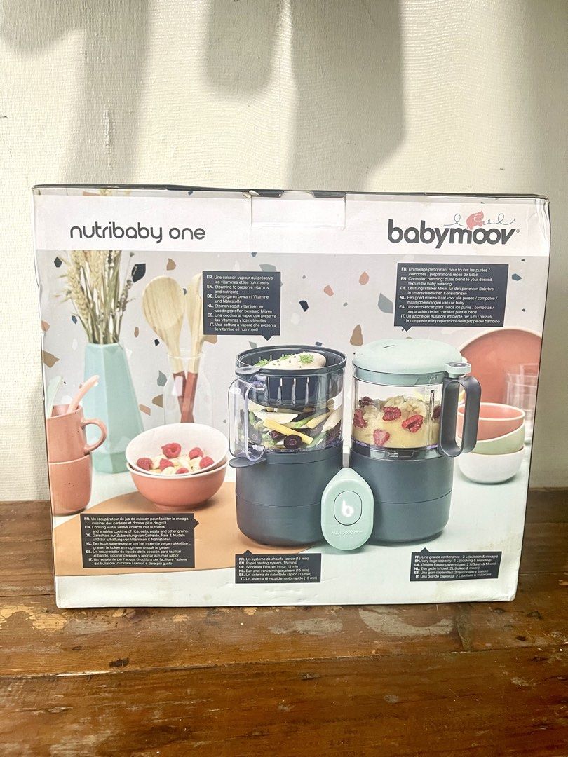 Babymoov Nutribaby One Multi-Function Food Prep Machine (Category: Weaning & Toddler Feeding) located in Las Pinas. Submitted by ellen16_ (Listing ID 1456298764, Image 2). Description: The Nutribaby One is a user-friendly multi-purpose food processor! This baby food processor features 4 essential functions: it steam cooks, blends, defrosts and reheats baby food jars. It is really easy to use every day. Pour in the correct quantity of water (100/2