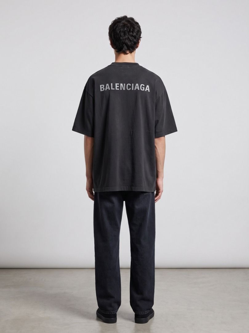 Balenciaga 3M Reflectorized Rear Logo Shirt (Authentic) (Category: Luxury Apparel) located in Pasig City. Submitted by thriftshop.pinas (Listing ID 1443761218, Image 1). Description: Balenciaga 3M Reflectorized Rear Logo Shirt (Authentic) -Size: Small on tag but fit up to XL -Dimes: 23 x 29 -Color Rate: 8 / 10 -Condition: Good -Complete Tags -Issue: Peel some prints on (N) and (C).