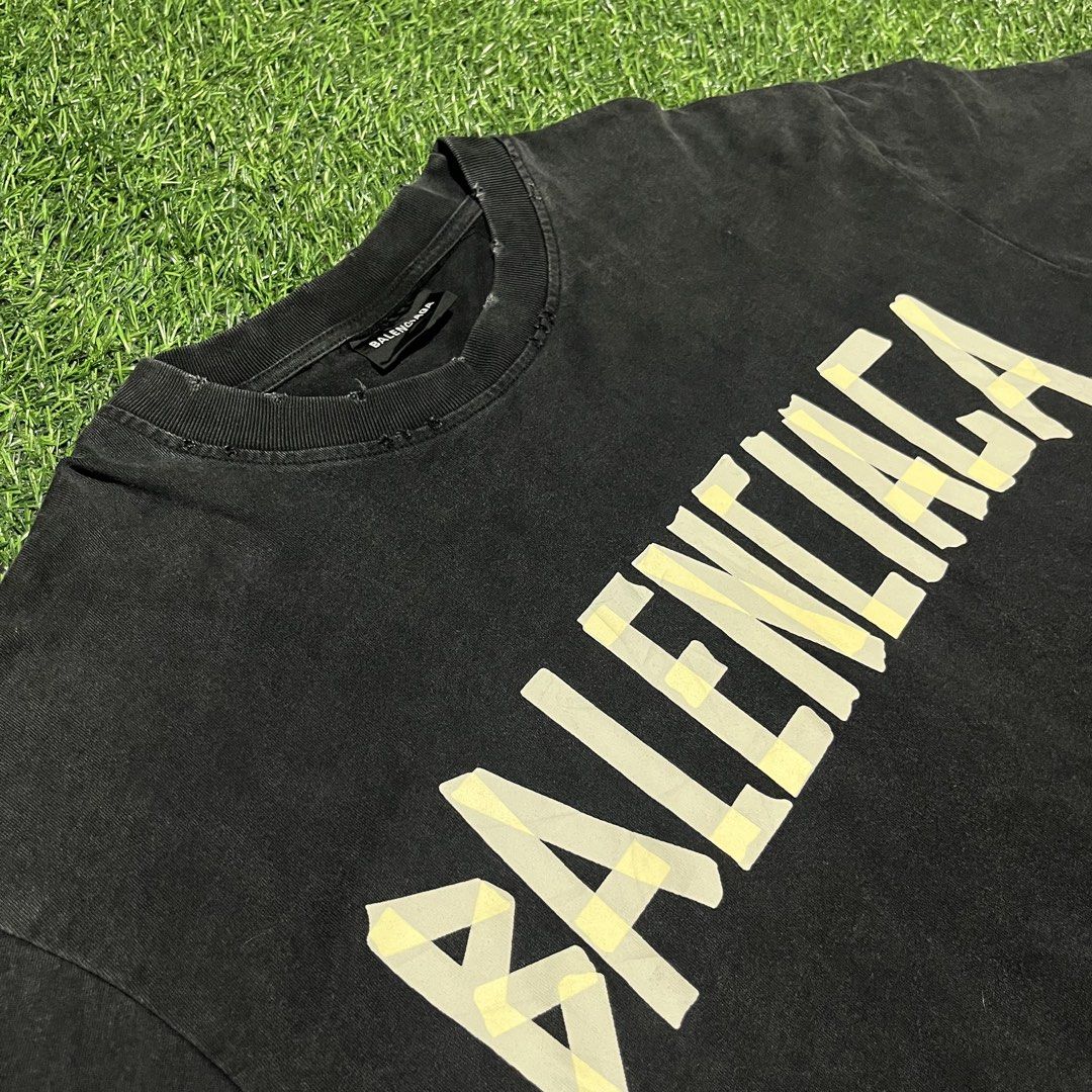 BALENCIAGA TAPE TYPE DISTRESSED SHIRT (Category: Luxury Apparel) located in Cebu City. Submitted by thriftbrent1 (Listing ID 1456382139, Image 1). Description: EXCELLENT / GOOD AS NEW CONDITION SIZE : MEDIUM ON TAG BUT LARGE FITTINGS ISSUE : NONE ❌❌❌ LOCATION : CEBU.