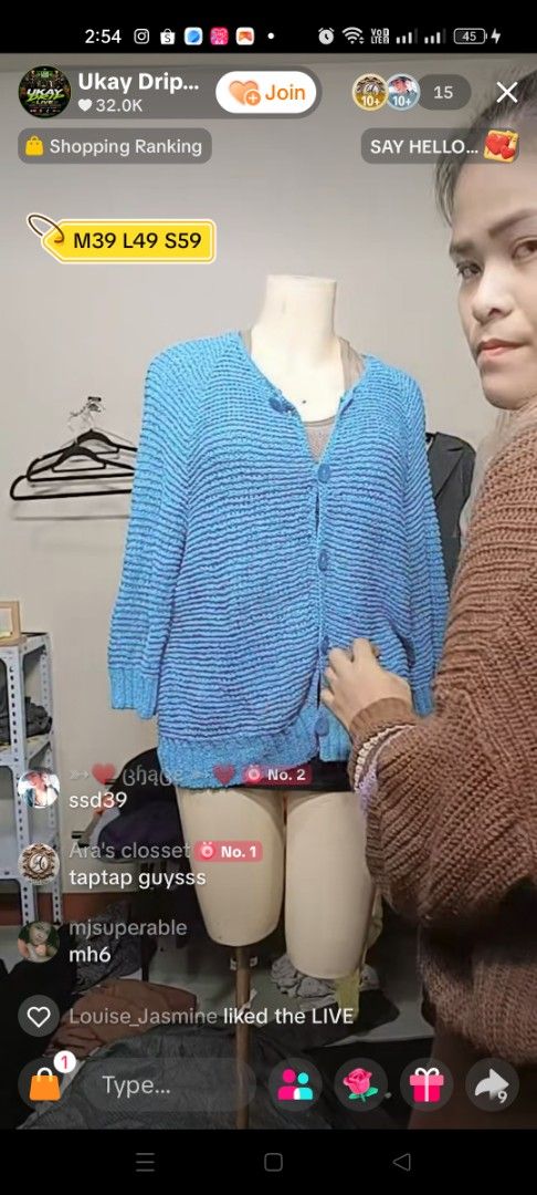 Blue Striped Button-Up Knit Cardigan (Category: Coats, Jackets and Outerwear) located in Paranaque City. Submitted by superable (Listing ID 1456350210, Image 1). Description: - Light blue knit cardigan - Features a classic striped pattern - Button-up front for easy layering - Comfortable and casual wear - Available sizes: M39, L49, S59.