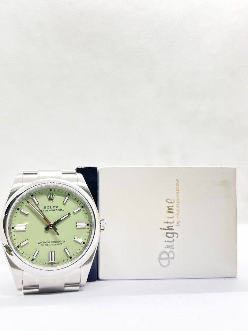 Brand New Rolex Oyster Perpetual 126000 Pistachio Green Dial Automatic Steel Casing Bracelet ( Aug 26 ) (Category: Watches) located in Singapore. Submitted by brightime (Listing ID 1456344842, Image 3). Description: Brand New Rolex Oyster Perpetual 126000 Pistachio Green Dial Automatic Steel Casing Bracelet ** Brand New ** ** Stickers Removed By AD ** Model : 126000 Also known as : Oyster Perpetual 36 Case size : 36mm Dial : Pistachio Green Dial 