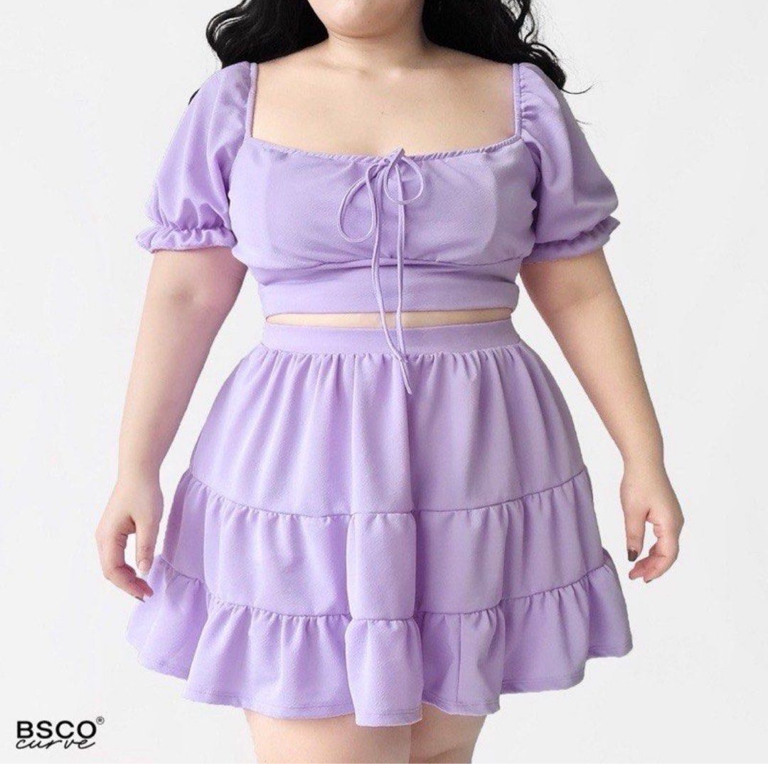 BSCO CURVE Purple Coordinates (Category: Sets or Coordinates) located in Tabuk. Submitted by hvld_ (Listing ID 1456416522, Image 1). Description: preppy, cute, plus size :) can accommodate xl-4xl.