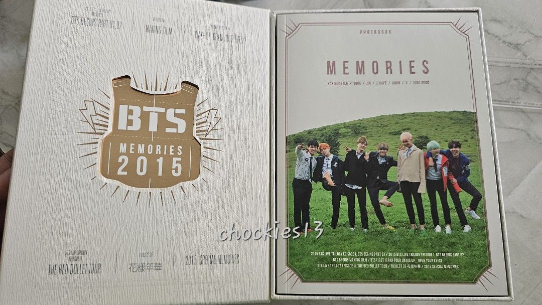 BTS Memories 2015 Photobook & DVD Set (Category: K-Wave Merchandise) located in Valenzuela. Submitted by chockies13 (Listing ID 1456264008, Image 2). Description: - Official BTS Memories 2015 Set - Includes Photobook and DVDs - Covers BTS Begins, Live Trilogy Episode II, The Red Bullet Tour, and more - Rare collectible item from my collection - Essential for any ARMY - All items in original and with acrylic case - message me for price nego.