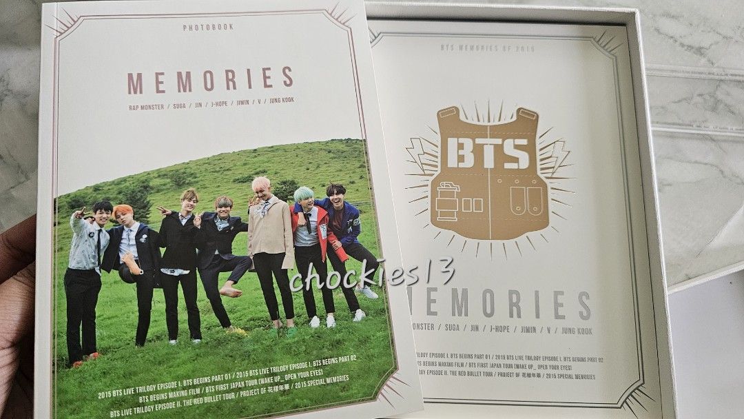 BTS Memories 2015 Photobook & DVD Set (Category: K-Wave Merchandise) located in Valenzuela. Submitted by chockies13 (Listing ID 1456264008, Image 3). Description: - Official BTS Memories 2015 Set - Includes Photobook and DVDs - Covers BTS Begins, Live Trilogy Episode II, The Red Bullet Tour, and more - Rare collectible item from my collection - Essential for any ARMY - All items in original and with acrylic case - message me for price nego.