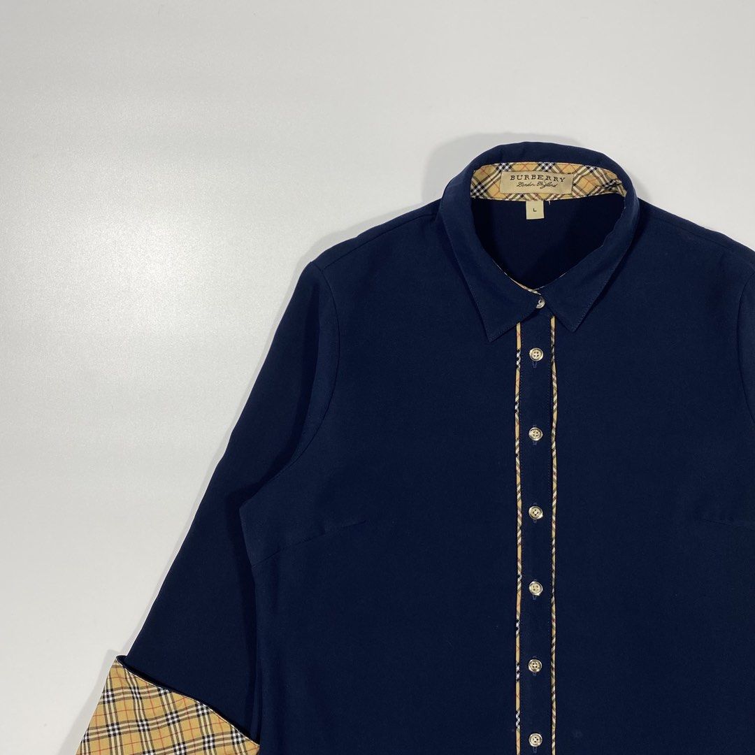 Burberry Button Down Plaid Interior Shirt (Category: Longsleeves) located in San Fernando. Submitted by classic-threads (Listing ID 1456415377, Image 3). Description: Burberry Button Down Plaid Interior Shirt Verygood Condition Issue Missing Button Size Large W 19.5” x L 26.5” La Union📍 600.