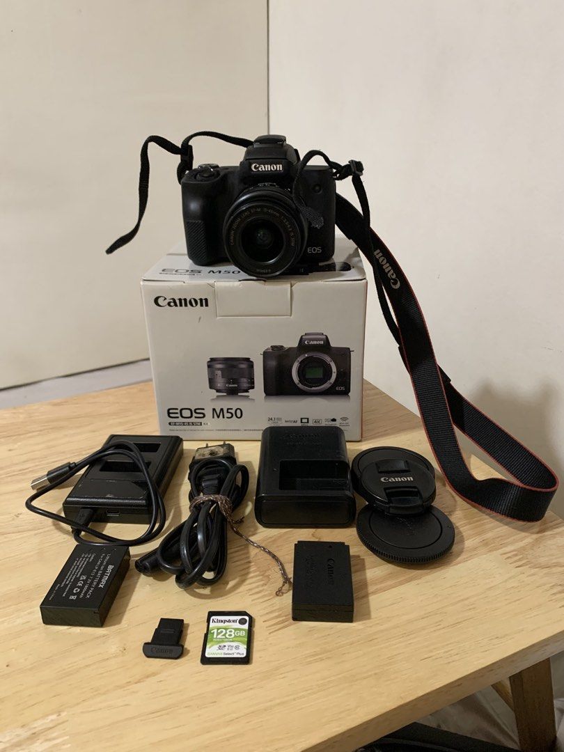 Canon EOS M50 Mirrorless Camera Kit with 15-45mm Lens (Category: Cameras) located in Rizal. Submitted by joevinluan (Listing ID 1456271286, Image 2). Description: I’m selling my first camera 🥹 📸 FOR SALE | Canon EOS M50 + 15-45mm Kit Lens Letting go of my Canon EOS M50 because I’m not really getting to use it anymore. Sayang naman if it’s just sitting around, so I’d rather have someone else enjoy and make use of it. 🤍 ✨ INCLUSIONS: * 📷 Canon 