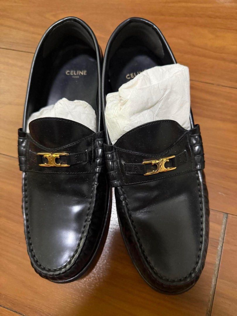 Celine Loafers (Category: Loafers) located in Las Pinas. Submitted by pattyhere (Listing ID 1456302741, Image 3). Description: - Authentic Celine Luco Triomphe Loafers - Color: Black - Material: Polished Bull Leather - Size: 39.5 but doesn’t fit me. It fits 37/38 - Features: Iconic Triomphe buckle - Reason for Selling: Incorrect size - original prize 65,000 php.