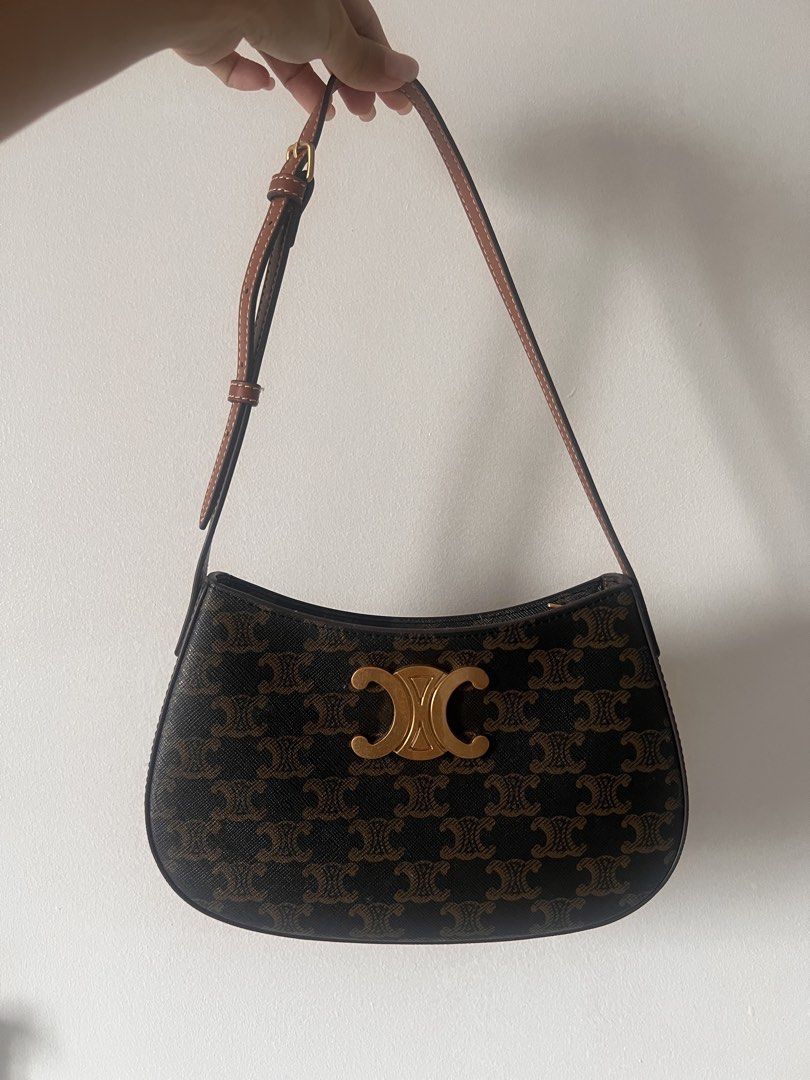 Celine Tilly moon monogram bag (Category: Luxury Bags & Wallets) located in Paranaque City. Submitted by coffeejinniee (Listing ID 1456300751, Image 1). Description: - Celine Tilly Moon monogram bag - Classic brown and black monogram canvas - Signature gold-tone Triomphe logo hardware - Genuine leather trim and adjustable strap - Zippered main compartment with interior pocket - Comes with original dust bag - Ideal for daily wear and versatile sty