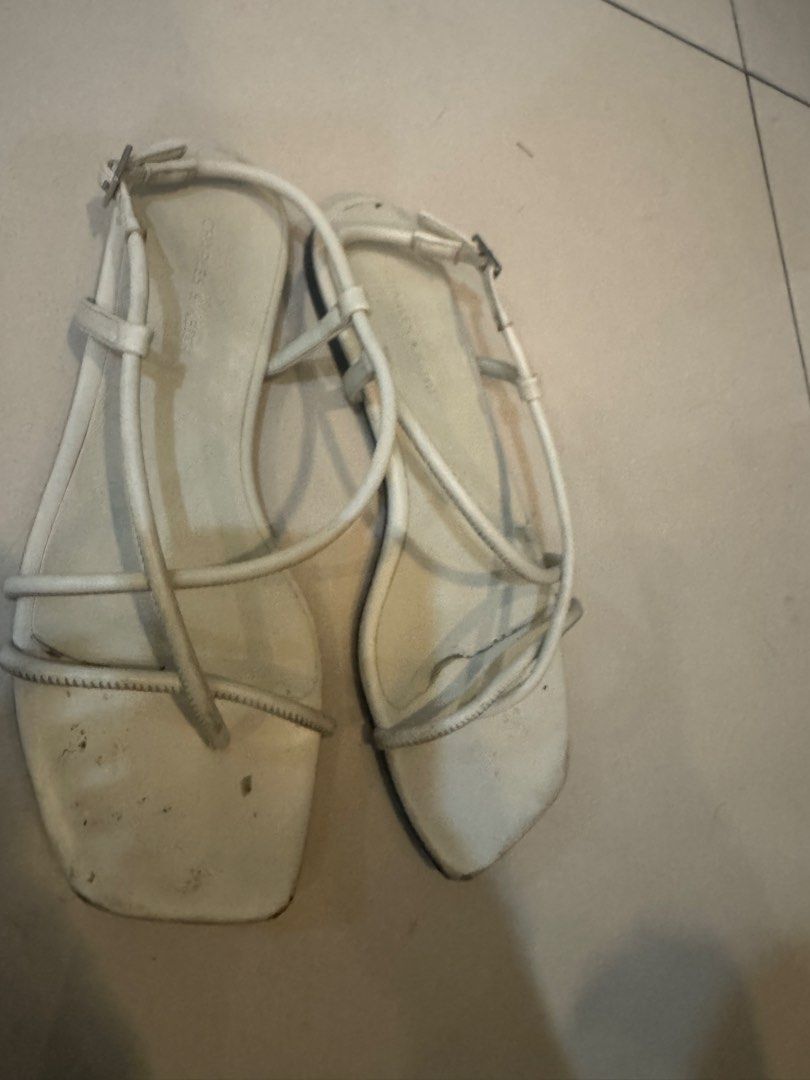 Charles & Keith White Strappy Flat Sandals Size 37 (Category: Flats & Sandals) located in Manila. Submitted by decluterthings888 (Listing ID 1456360389, Image 3). Description: - Brand: Charles & Keith - Color: White - Style: Strappy Flat Sandals - Toe Shape: Square Toe - Closure: Ankle Buckle - Size: 37.