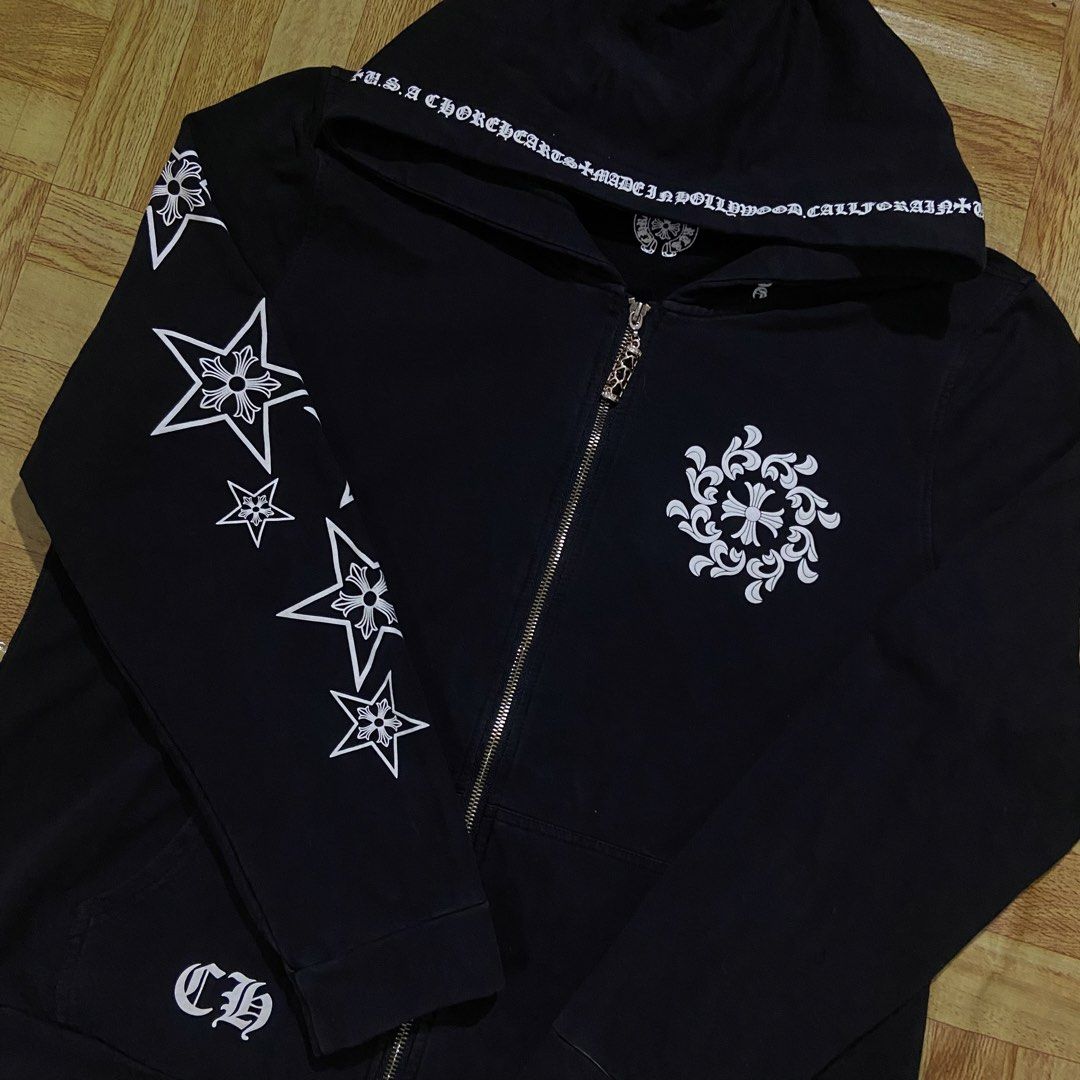 Chrome Heart Zip Up Jacket (Category: Hoodies) located in Dasmarinas. Submitted by thrift2gems (Listing ID 1456295728, Image 3). Description: Chrome Hearts Zip Up Jacket✨ -WIDTH: 23 -LENGTH: 25 -COLOR RATE: 9.5/10 -CONDITION: 9.3/10 -ISSUE: NONE .