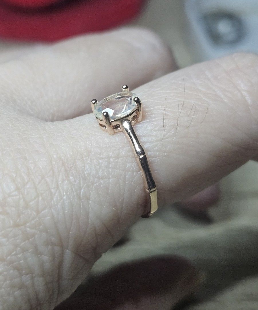 Clear Spinel Stone Simple Ring (Category: Rings) located in Cainta. Submitted by Kahi0410 (Listing ID 1456367878, Image 2). Description: Natural Stone Bamboo Style Setting Rose gold Adjustable ring Hypoallergenic Safe for acidic, sensitive skin.