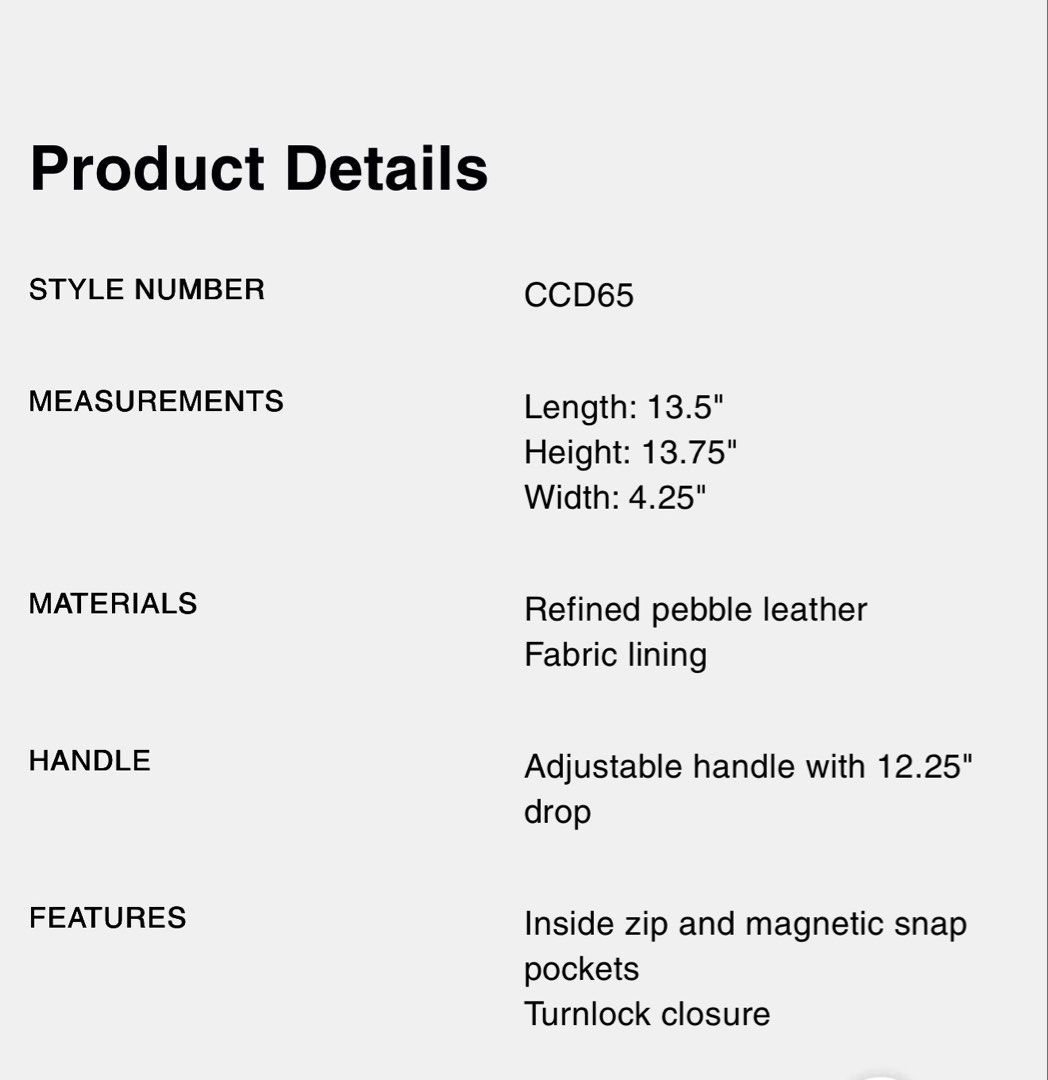 Coach Hadley Large Shoulder Bag (Category: Luxury Bags & Wallets) located in Marikina City. Submitted by ck5618 (Listing ID 1456088971, Image 3). Description: No other inclusion just the bag. Bought it via U.S seller based(outlet store). Kasya 13” laptop. Reference: https://uk.coach.com/products/hadley-large-shoulder-bag/CCD65.html.