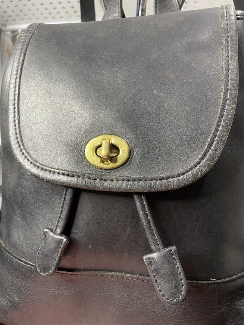 Coach Vintage Turnlock Mini Backpack (Category: Luxury Bags & Wallets) located in Malabon City. Submitted by bagelyasnilucas (Listing ID 1456368714, Image 2). Description: Please refer to the last 3 photos posted to see the issue Anyone interested to add this in their collection? Vintage Turnlock Backpack style 9960 Condition: ❌No hangtag ❌Needs a few stitching on the strap ❌ issue on the corner Selling for 3,500.