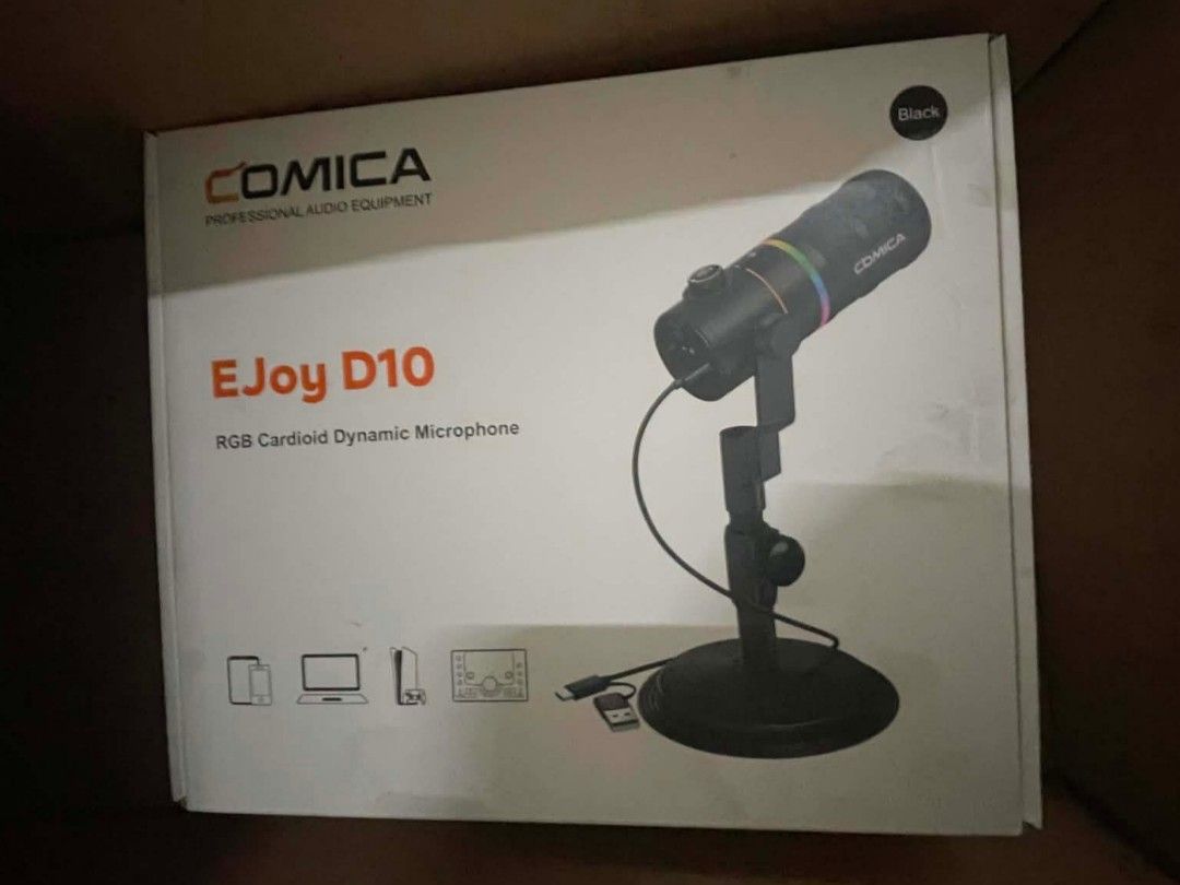 COMICA EJoy D10 PRO Microphone for Streaming/Podcast/Recording Mic (Category: Microphones) located in Manila. Submitted by djgales (Listing ID 1456366546, Image 3). Description: PRICE IS NEGOTIABLE IF SURE BUYER. Selling my COMICA EJoy D10 PRO. Barely used and in great condition. Key Features: Dual USB-C/XLR connectivity — works with PCs, phones, and audio interfaces 48kHz/24bit audio quality with built-in sound card One-key Calmix® denoise for c