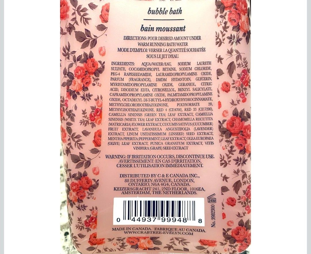 CRABTREE ROSE WATER 650 ml (Category: Bath) located in Manila. Submitted by tampipi (Listing ID 1456349755, Image 2). Description: Authentic CRABTREE & EVELYN ROSEWATER BATH GEL 650 ML.