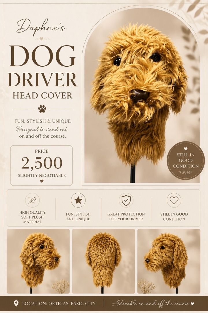 Daphne's Dog Driver Headcover (Category: Golf) located in Pasig City. Submitted by jayadeleon0522 (Listing ID 1456273875, Image 1). Description: FOR SALE!! Daphne's Dog Driver Headcover Price: 2,500.00 Slightly negotiable Location: Ortigas Pasig City .