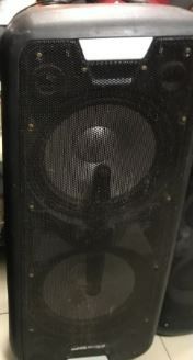 DB AUDIO VESABOX 12 (Category: Soundbars, Speakers & Amplifiers) located in Caloocan City. Submitted by roxsell.00 (Listing ID 1456286452, Image 1). Description: - Large black speaker - Features two main speaker cones - Front covered with a mesh grille - Surface has some dust - Perfect for parties or events.