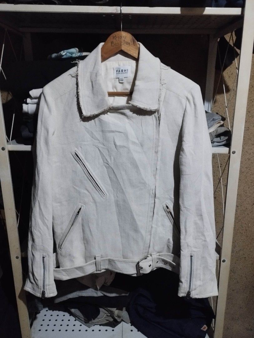 FARHI NICOLE FARHI ASYMMETRICAL BIKER JACKET (Category: Coats, Jackets and Outerwear) located in Zamboanga. Submitted by 2ndhandscore (Listing ID 1456349057, Image 1). Description: EU 42 ON TAG 19 INCHES WIDTH PIT TO PIT 25 INCHES LENGTH.