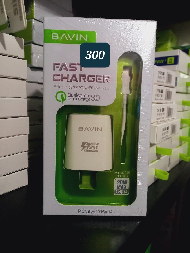 FAST CHARGER SET : MICRO, TYPE C AND IOS LIGHTNING (Category: Chargers & Cables) located in Pasig City. Submitted by gentle_jerico (Listing ID 1456306776, Image 1). Description: Fast charger set brand : Bavin, Alibaba, V power micro, type c & IOS available! pm to order. 📩.