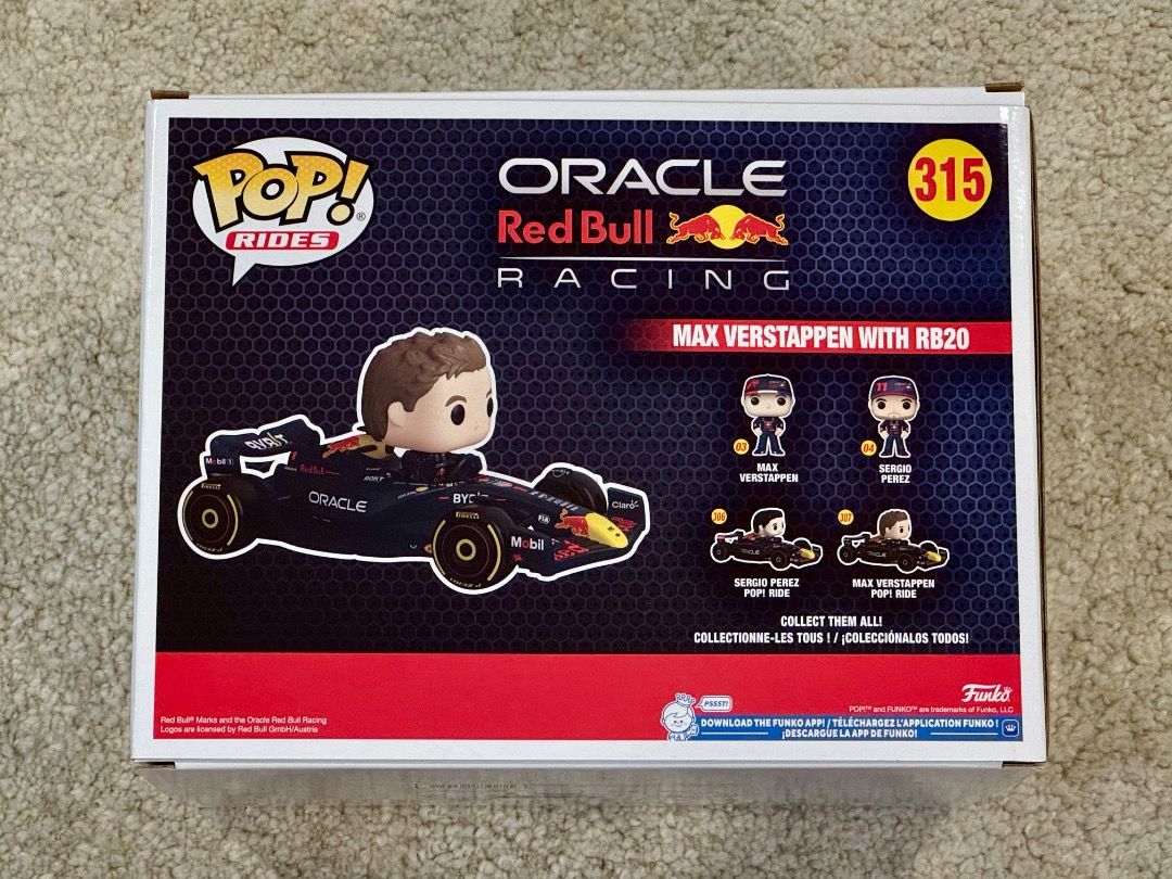 Funko Pop! Rides Max Verstappen with RB20 #315 (Category: Vehicle & Diecast Models) located in Muntinlupa City. Submitted by kage01 (Listing ID 1456299923, Image 2). Description: - Funko Pop! Rides #315 - Features Max Verstappen with the RB20 car - Perfect for Formula 1 and Max Verstappen fans - Please check photos for detailed condition.