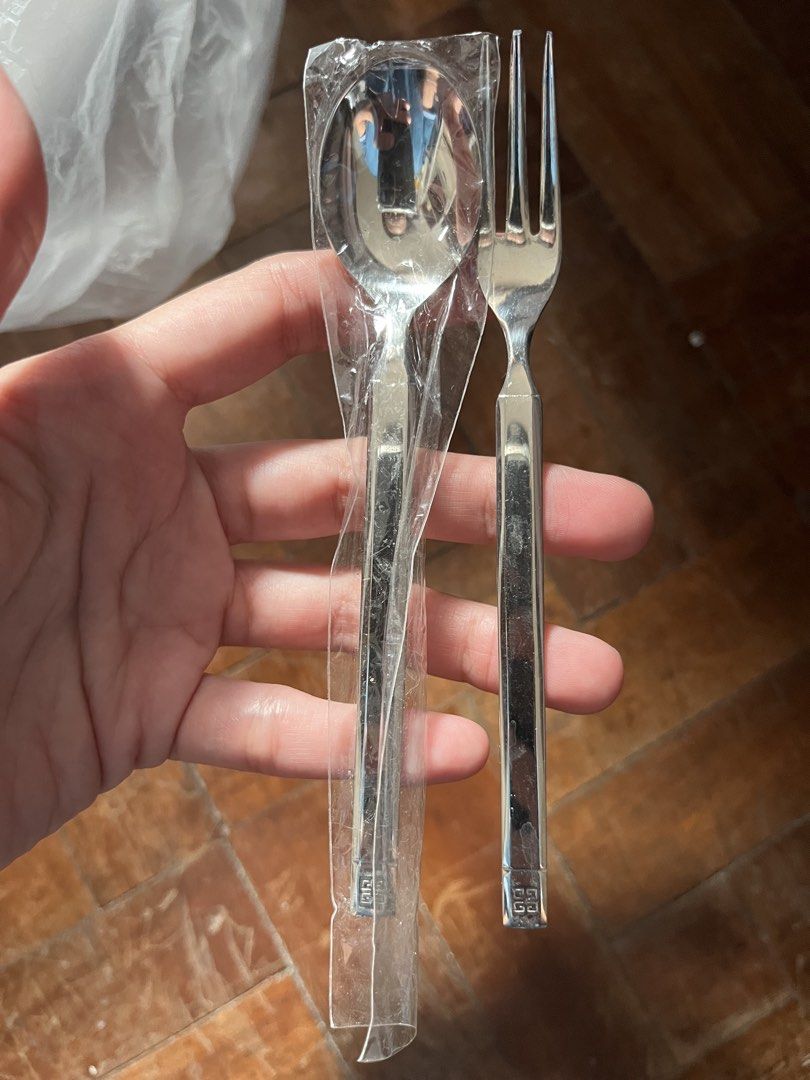 Givenchy dessert spoon and fork set (Category: Dinnerware & Cutlery) located in Lucena. Submitted by aisanolshop (Listing ID 1456252990, Image 1). Description: 3 sets available Sold per set.