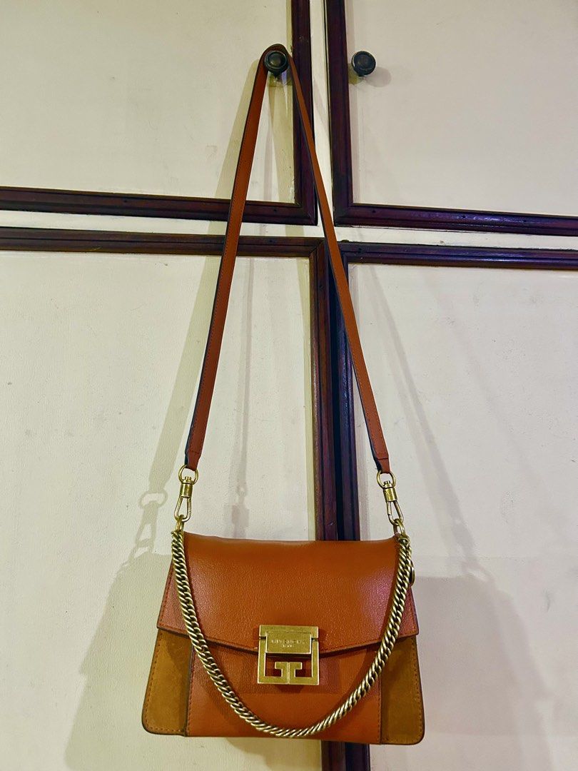 Givenchy GV3 Leather Shoulder Bag Brown (Category: Luxury Bags & Wallets) located in Manila. Submitted by rosamanerds (Listing ID 1456307335, Image 2). Description: - Authentic preloved chestnut Brown leather and suede shoulder bag in excellent condition - No major issue or flaw. normal signs of use, some dirt on the right side of the bag which not noticeable. Pls see last picture - Elegant antique-gold chain hardware - Features the iconic Givenc