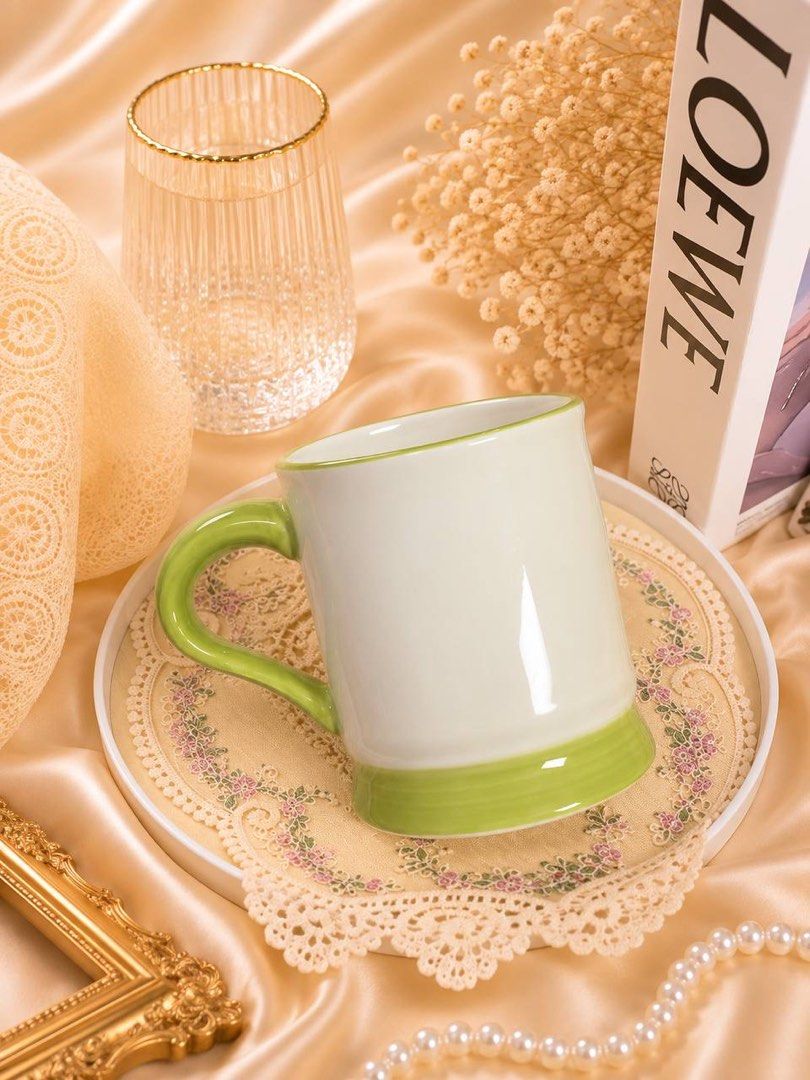 Green Cute Ceramic Mugs with Unique Handles (Category: Coffee & Tea Tableware) located in Caloocan City. Submitted by sujenzkiii (Listing ID 1456295034, Image 3). Description: 🧚‍♀️ PERFECT FOR EVERYDAY USE — Calling all girlies who love aesthetic finds, 3D mugs, cute mugs, and more! 💝 Styles available: 3D, Coquette, Plain & Aesthetic designs 🍵 Ceramic mugs imported from an international supplier — all brand new. Note: some pieces may have a sl