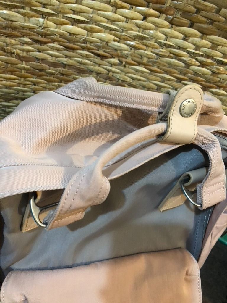 Himawari Backpack Pink Grey Tan Leather Accents (Category: Backpacks) located in Quezon City. Submitted by ally_marie12 (Listing ID 1456335773, Image 2). Description: - well loved, needs wash - no damage - bought from sm dept store - Features chic tan faux leather straps and detailing. - Includes a spacious main compartment for your essentials. - Convenient front flap pocket for quick access items. - Adjustable shoulder straps for a comfortable f