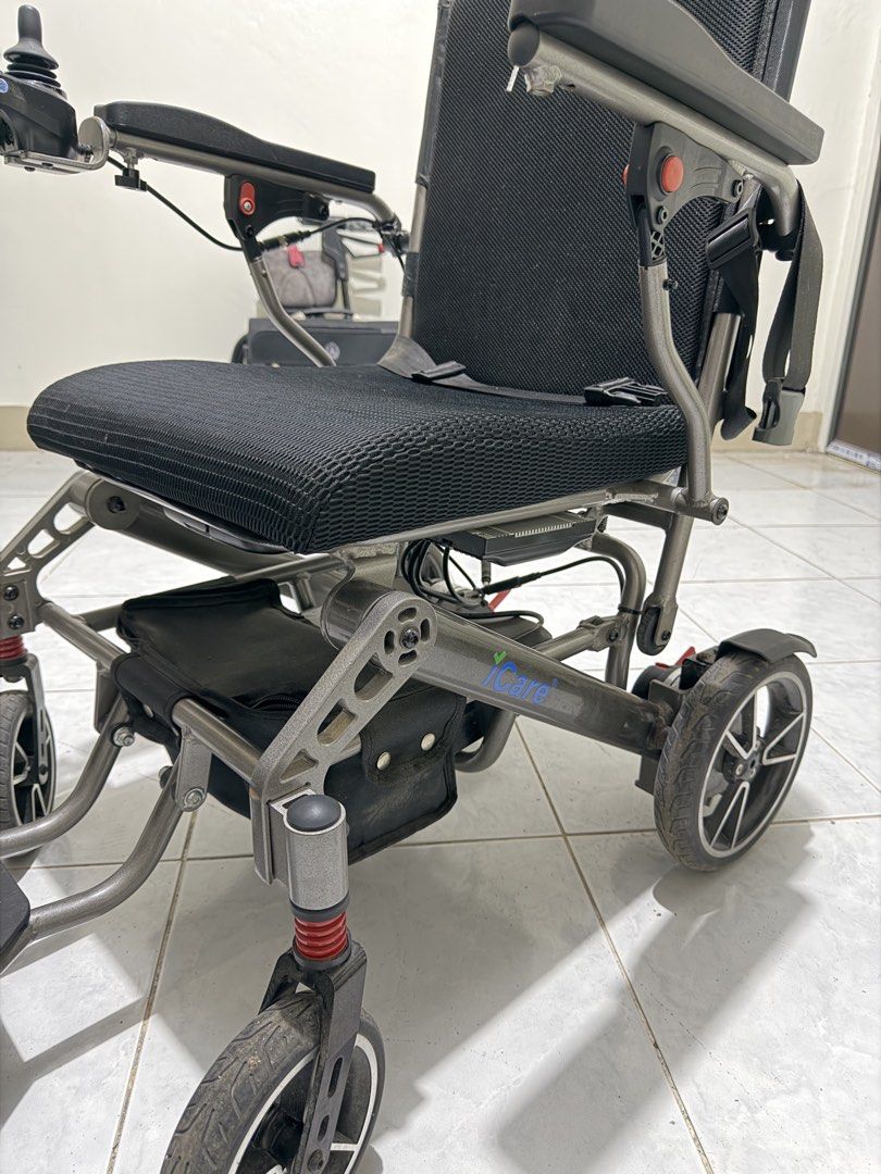 iCare Electric Wheelchair Mobility Aid (Category: Wheelchairs) located in Quezon City. Submitted by reesekross (Listing ID 1456366866, Image 3). Description: - iCare electric wheelchair - Ideal for mobility assistance - Equipped with armrests and seatbelt for enhanced safety - User-friendly joystick controller for effortless maneuvering - Compact design for convenient storage and transport - 1 month used only - international travel friendly srp i