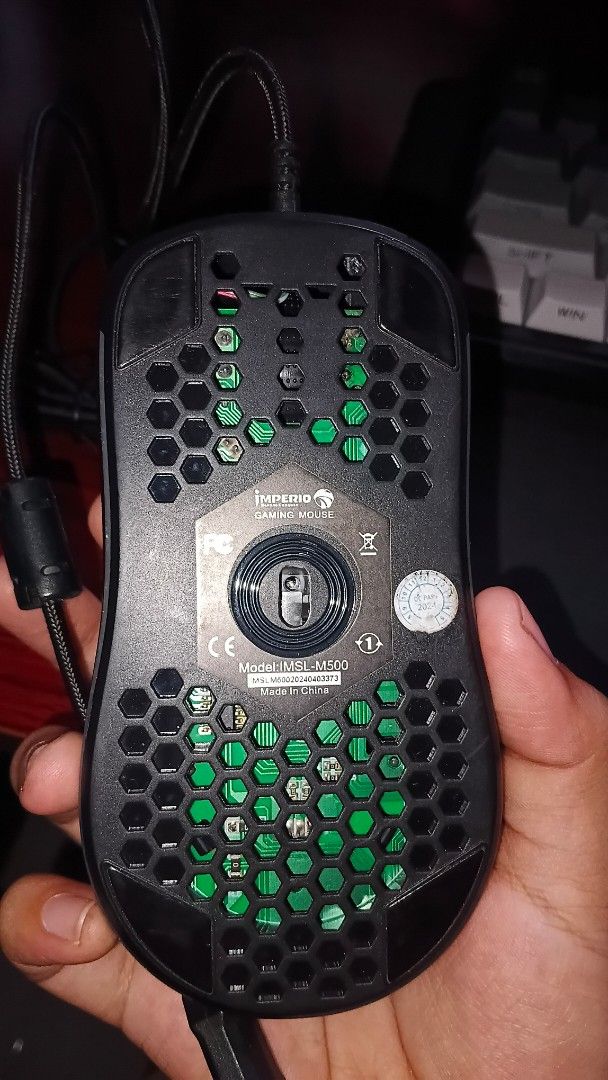 Imperio HMSL-M500 Honeycomb Gaming Mouse (Category: Mouse & Mousepads) located in Laoag. Submitted by forgoodusepo (Listing ID 1456370250, Image 2). Description: - Honeycomb design gaming mouse - Lightweight and comfortable for extended gaming - Reliable USB wired connection - Tested and fully functional - Natapon na yung box - Around 8 months palang sakin - Rfs: need funds.