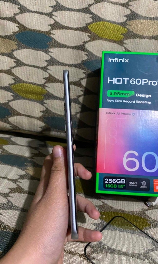 INFINIX HOT 60 PRO PLUS 256GB (Category: Android Others) located in Quezon City. Submitted by _elyyy (Listing ID 1456335446, Image 3). Description: Infinix HOT 60 Pro+ (8GB RAM + 256GB) Selling Price: ₱9,500 Original Price: ₱11,999 Date Purchased: January 03, 2026 Still under warranty Condition: - No issues - Fully functional - Minimal dents due to normal use - Well maintained and ready to use - Still under warranty - Lady Owned Inclusions: - Ori