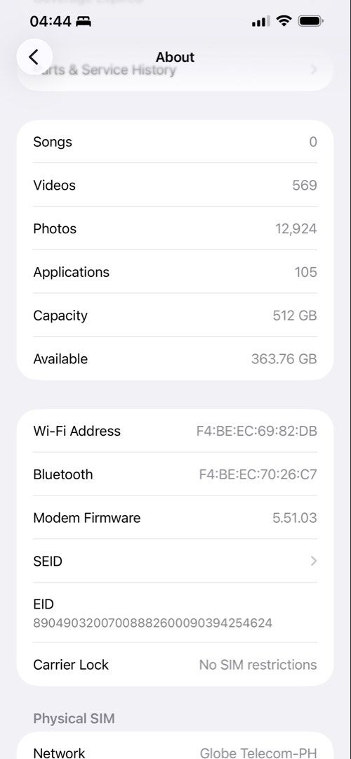 Iphone 13 pro max 512 gb (Category: iPhone 13 Series) located in Taguig. Submitted by vea.trendy.shoppe (Listing ID 1456416627, Image 2). Description: Please see screenshot for details..old casing casetify free..with screen protector..sim and e-sim ready..no issues..can be discounted...