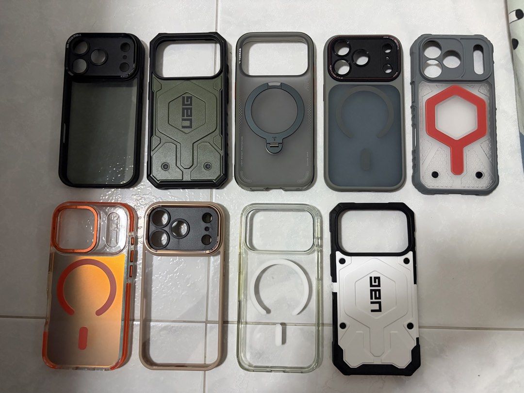 iPhone 17 Pro Cases (Bundle) (Category: Cases & Sleeves) located in Singapore. Submitted by hellopotato1116 (Listing ID 1456342521, Image 1). Description: Selling my collection of iPhone 17 Pro cases as I’ve changed to an iPhone 17. Most were hardly used and are still in very good condition. The TORRAS case alone was purchased for over $60. Letting go of the entire bundle for only $50. A great deal if you like changing cases!.