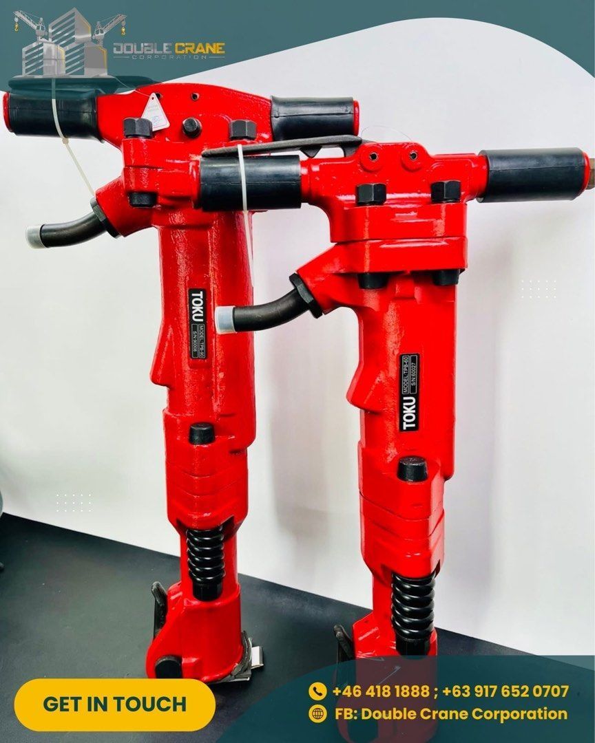 Jack Hammer TPB-90 42KG (Category: Construction Tools & Equipment) located in Cavite. Submitted by lapuagjans96184 (Listing ID 1456273535, Image 1). Description: 90 lbs Jack hammer Toku Brand Brand new unit with 1 pc moil point Free delivery within Metro Manila and nearby areas. With after sales supports Parts & warranty Superb quality & widely used by Maynilad Contractors, Water Districts & Govt road works. .