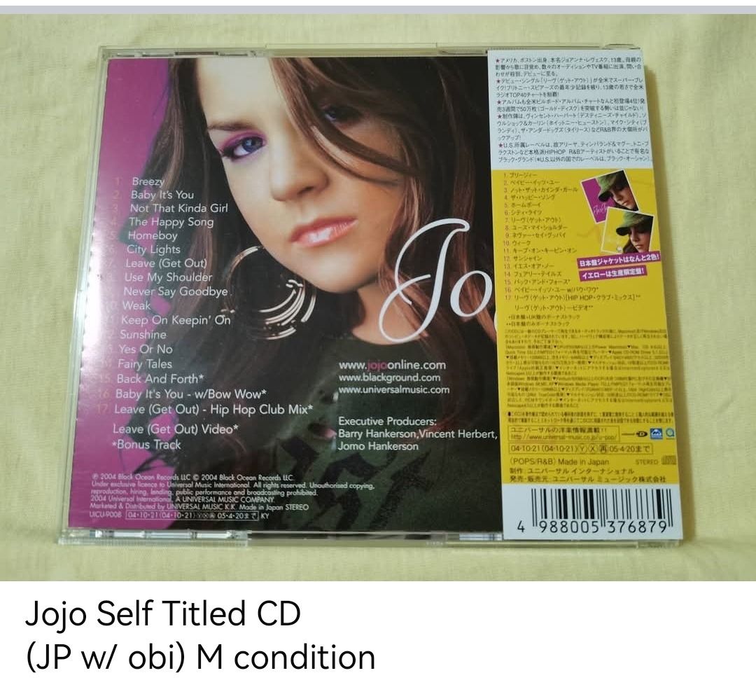 Jojo Self Titled CD (unsealed) (Category: CDs & DVDs) located in Dangcagan. Submitted by cd_haven5 (Listing ID 1456285907, Image 2). Description: #FORSALE #FORSALE #FORSALE #Authentic #Legit #Original We only sell original items. All items posted are on hand. Please message me for availability of the item/s because the items are also posted on my other online stores. All items are imported unless stated PH. We also accept Pre-orders. Payment Meth