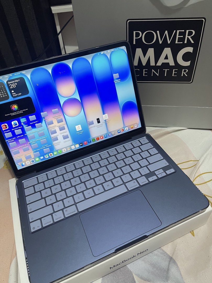 Macbook neo indigo (Category: Laptops & Notebooks) located in Quezon City. Submitted by wishei (Listing ID 1456398246, Image 3). Description: 1 month old Macbook neo 256gb Free clear case and pouch Complete box and charger RFS-upgrade Sightly negotiable Pick up only 📍SM novaliches.